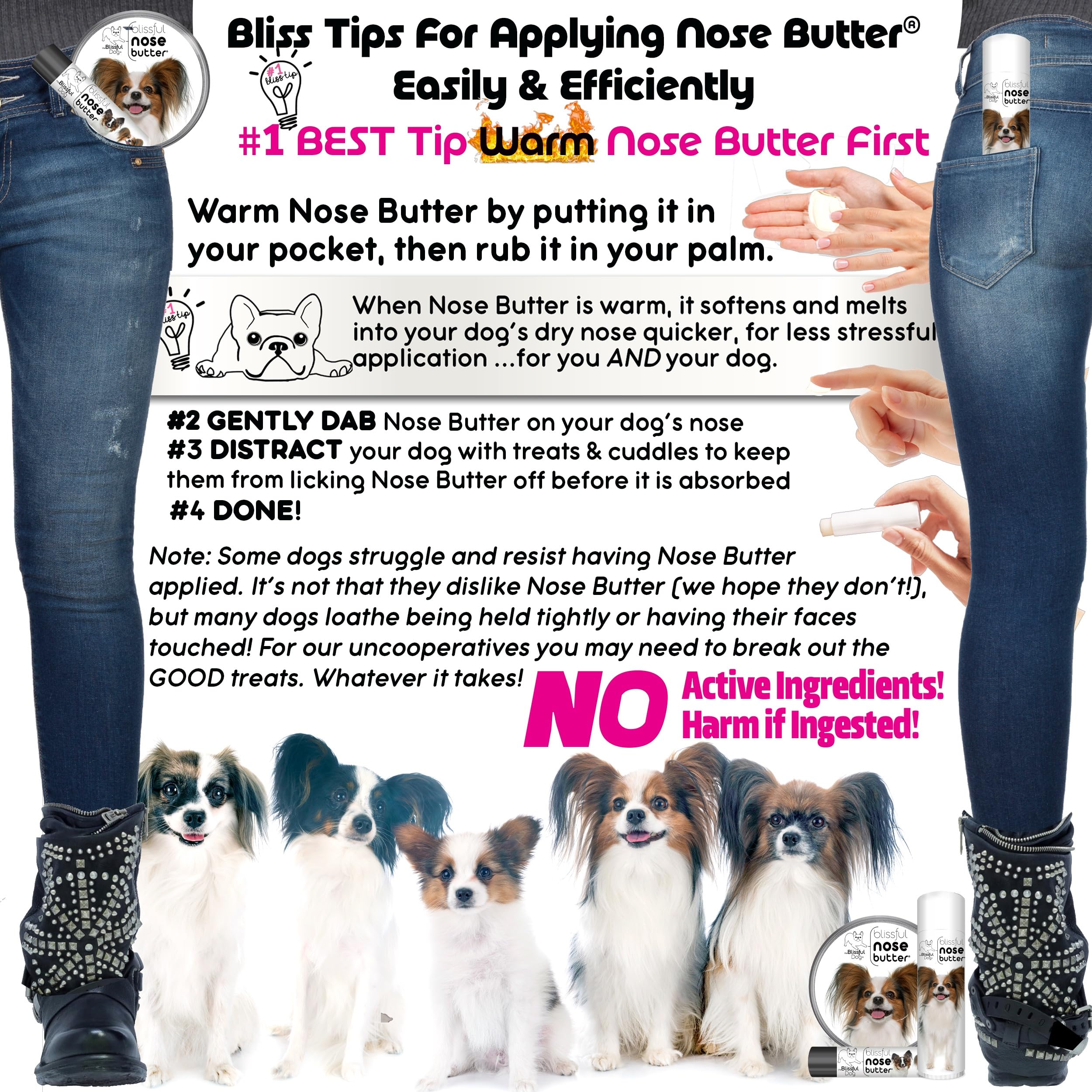 The Blissful Dog Papillon Unscented Nose Butter - Dog Nose Butter, 0.15 Ounce